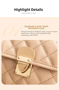 Detailansicht der gesteppten apricotfarbenen Ledertasche mit goldenem Druckverschluss