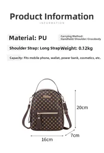 Detailansicht dunkelbrauner PU-Leder Minirucksack Maße 20x16x7cm mit vorderer Tasche