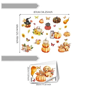 Stickers électrostatiques Halloween citrouille et chiot pour décoration de fenêtre