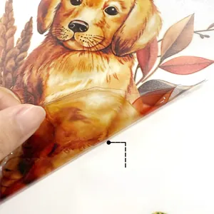 Détails du film statique pour fenêtre avec motifs de chiot Golden Retriever recto-verso