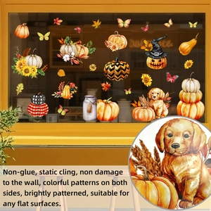 Détail de stickers citrouille Halloween statiques avec motifs colorés double face