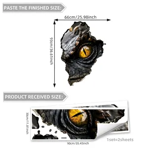 3D realistic dragon eye wall sticker set with yellow pupils and waterproof PVC texture