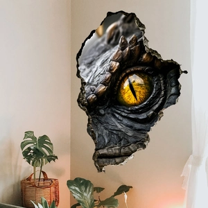 3D realistic dragon eye wall sticker with broken wall effect for living room decoration