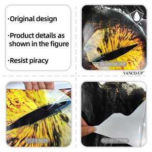 Waterproof 3D dragon eye wall sticker with realistic iris texture and adhesive backing