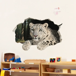 3D-Schneeleopard Wandtattoo mit Durchbruch-Effekt für Wohnzimmer und Schlafzimmer