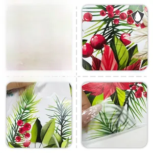 Macro view of waterproof Christmas floral wall stickers with berries and pine patterns