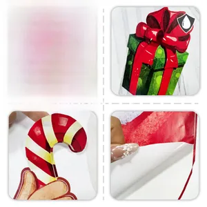 Waterproof Christmas wall stickers showing gift box details and adhesive backing