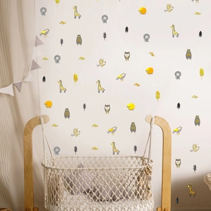 Stickers muraux animaux pour chambre d'enfant avec lion et girafe, décoration murale