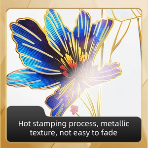 Detail of floral wall sticker showing gold hot stamping and metallic texture finish