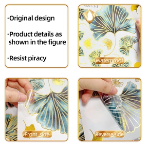 Waterproof ginkgo leaf wall sticker detail showing gold finish and double-sided design