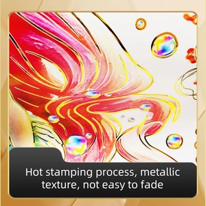 Detailed close-up of hot stamping mermaid tail wall sticker with gold metallic texture