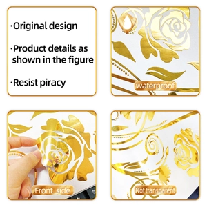 Waterproof gold foil wall sticker featuring floral rose patterns and an opaque design