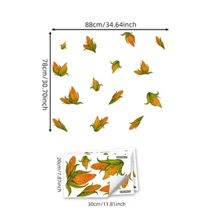 Detailed size specifications for realistic corn harvest window stickers with measurements