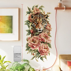 Wall Stickers Waterproof PVC Hot Stamping Metallic Floral Leopard Bird Cartoon Bear For Living Room Kids Bedroom Decor