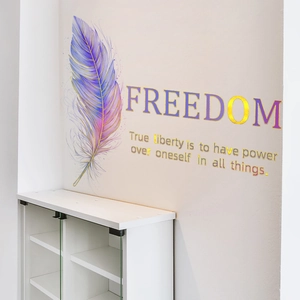 Wall Stickers Home Decor PVC Waterproof Metallic Hot Stamping Feather Freedom Racing Car Birthday Coffee Kitchen Decals