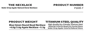 Specifications of titanium steel necklace with teardrop agate and crystal stones