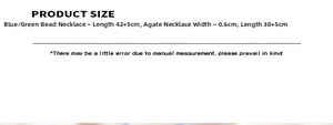 Size specifications for faceted crystal bead and agate necklace with 42+5cm length details