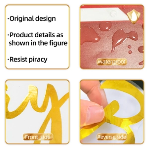 Macro detail of waterproof golden feather racing wall stickers with metallic mirror finish