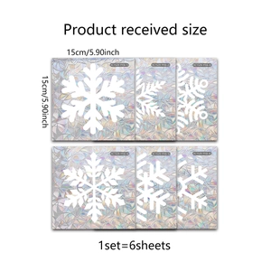 Holographic prism snowflake window clings set of 6 rainbow static glass decals