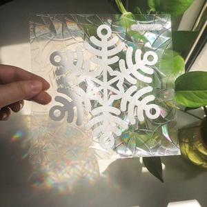 Rainbow effect snowflake window film with prism refraction for Christmas home decoration