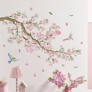 Creative cherry blossom and bird wall decals for elegant nursery or bedroom decoration