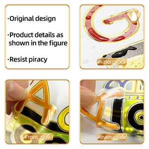 Details van waterdichte gouden trein alfabet stickers met zelfklevende zijde