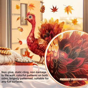 Doppelseitige Puten-Fensterbilder mit Ahornblättern und Kiefernzapfen für Thanksgiving