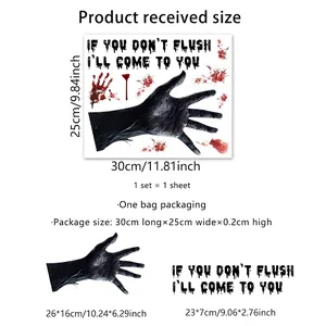 Self-adhesive horror hand bloodstain wall stickers for bathroom toilet decor, 30x25cm sheet