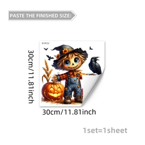 Halloween scarecrow pumpkin static window sticker decal for home festive glass decoration