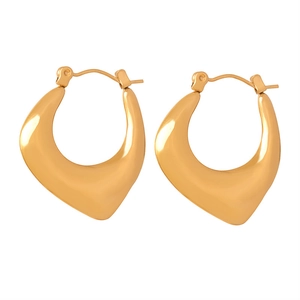 Minimalist U-shaped geometric 18k gold plated stainless steel earrings for women