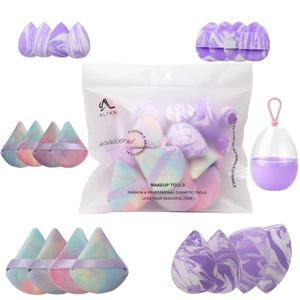 Makeup Sponge Set Powder Puff Polyurethane Marble Gradient Dry Wet Dual Use Facial Cosmetic Applicator With Storage Case
