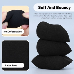 Latex-free black makeup sponges set with high elasticity and tear-resistant soft texture