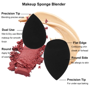 Dual black beauty sponge set with flat edge and precision tip for versatile makeup blending