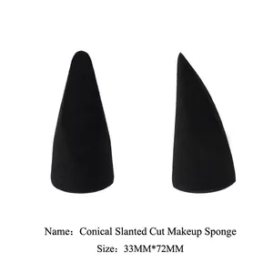 Detailansicht eines schwarzen Make-up-Schwämmchens mit Maßen 33 mm x 72 mm