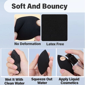Black latex-free makeup sponge set for liquid foundation with soft bouncy texture