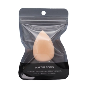 Hydrophilic latex-free teardrop makeup sponge with black portable zipper storage pouch