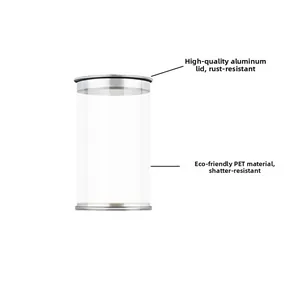 Clear PET storage jar with rust-proof aluminum lid for beauty blenders and makeup sponges