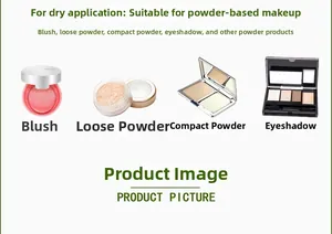 Detailed view of dry makeup sponge application for blush, loose powder and eyeshadow