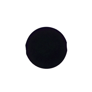 Close-up of black non-latex makeup sponge puff showing its smooth matte texture and round shape