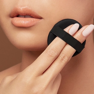 Black non-latex air cushion powder puff for wet and dry foundation application