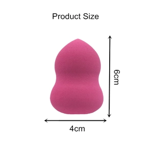 Rose red gourd-shaped makeup sponge blender showing dimensions 6cm by 4cm on white background