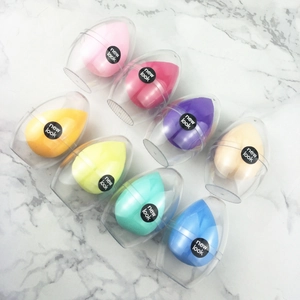 Set di 8 spugnette per trucco colorate a goccia in custodie trasparenti a forma di uovo