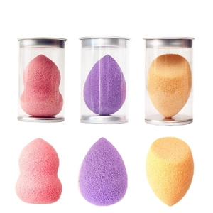 Gesichtsreinigung Beauty Blender Hydrophiler Nicht-Latex Make-up Schwamm Tropfen Kürbis Abgeschrägte Form Mit Aufbewahrungsrohr