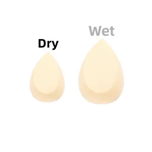 Herzförmiges Make-up Schwamm Set im Vergleich von trockenem und nassem Zustand