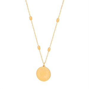 18k gold plated stainless steel necklace with Queen Elizabeth portrait coin pendant