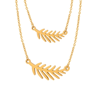 Collares minimalistas con colgante de hoja de oro de 18k en cadenas de acero