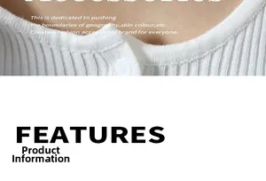 Detail of white ribbed knit cardigan featuring round buttons and premium stitching