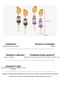 Detailed view of Baroque vintage earrings with natural agate stones and freshwater pearls