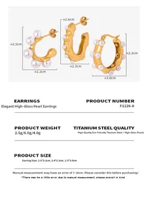 Comparaison détaillée de trois boucles d'oreilles en titane plaqué or 18k avec perles nacrées