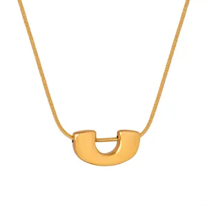 Collier Pendentif Fer À Cheval En Forme De U Acier Inoxydable Titane Chaîne Serpent Minimaliste Bijoux Pour Femmes
